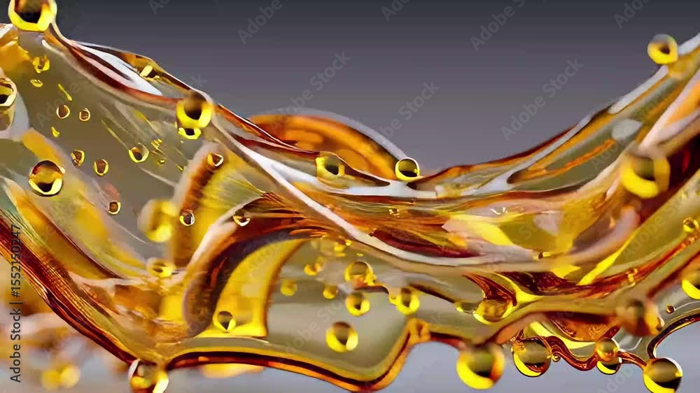 Poster Fluid movement of golden liquid splashing in an artistic swirl, showcasing motion and vibrant colors in a dynamic composition