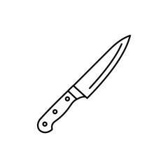 Obraz premium Black line icon of a kitchen knife with straight blade and ergonomic handle