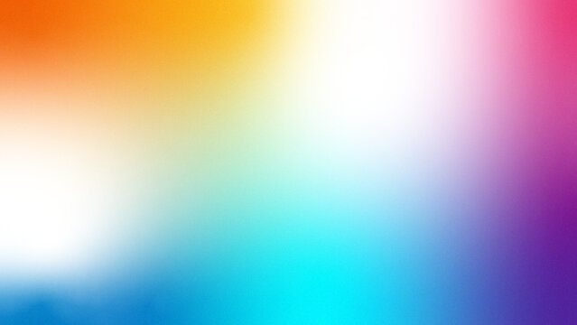 Black red orange yellow green blue cyan teal magenta pink white rainbow abstract background. Color gradient ombre blend. Bright glow neon flash. Noise grain blur mesh. Light spectrum effect