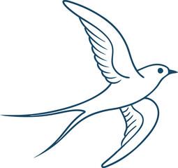 Fototapeta premium Swallow Bird Simple Outline Design