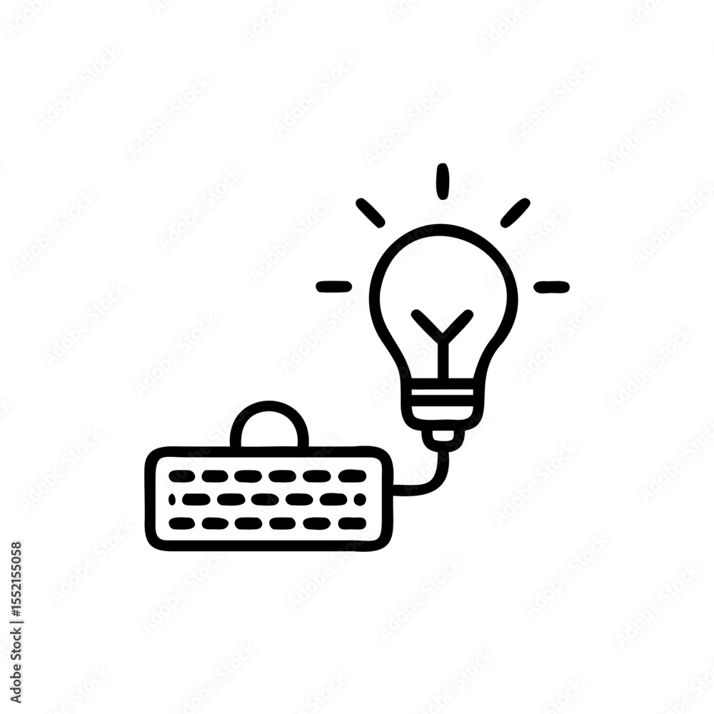 Poster handdrawn blogger icon keyboard lightbulb idea symbol vector