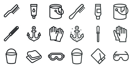 Nautical and grooming line icons set &ndash; outline, vector, maritime and beauty symbols