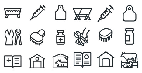 Veterinary and animal care line icons set – outline, pet health, clinic symbols