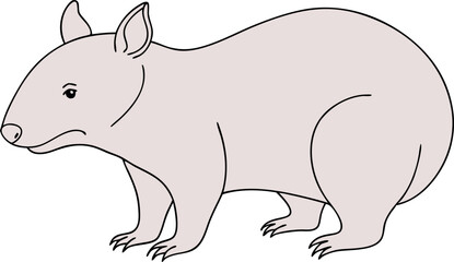 Fototapeta premium Wombat Fine Line Drawing Illustration