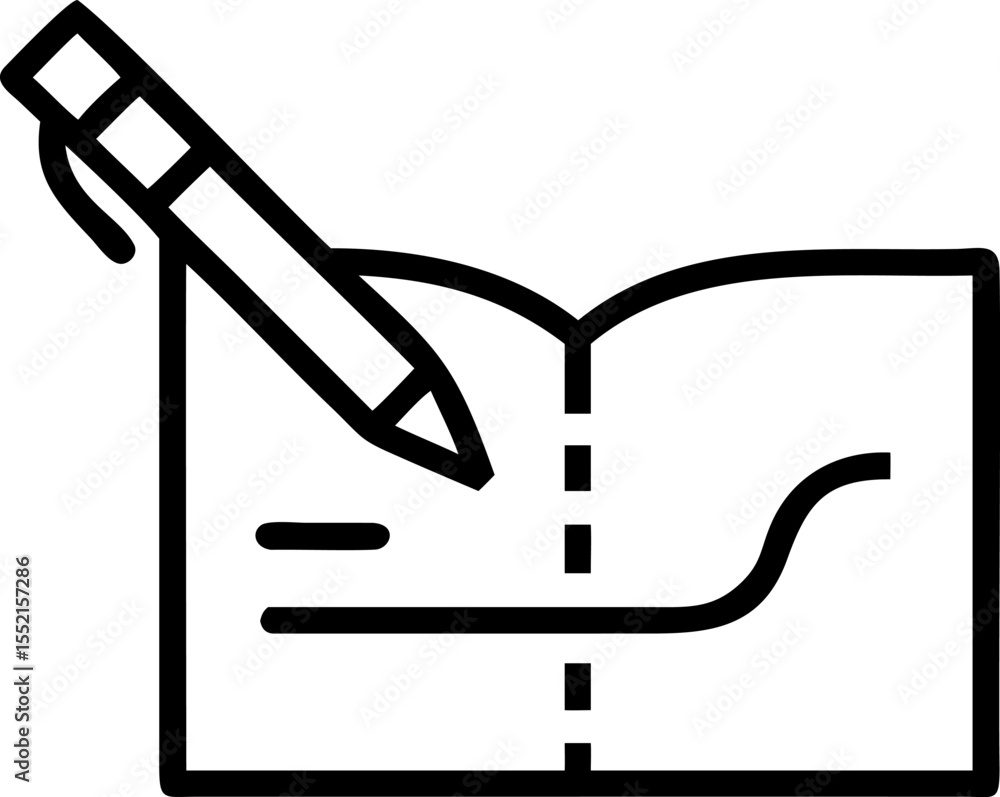 Poster handdrawn blogger icon notebook pen writing lines sketch vector