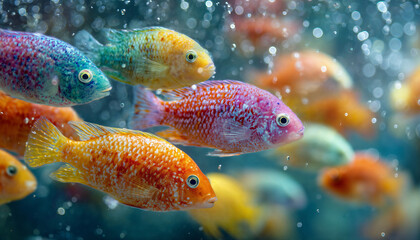 Fototapeta premium Vibrant tropical fish swimming in clear underwater scene