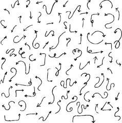 Hand-drawn arrow icon set. A collection of curved