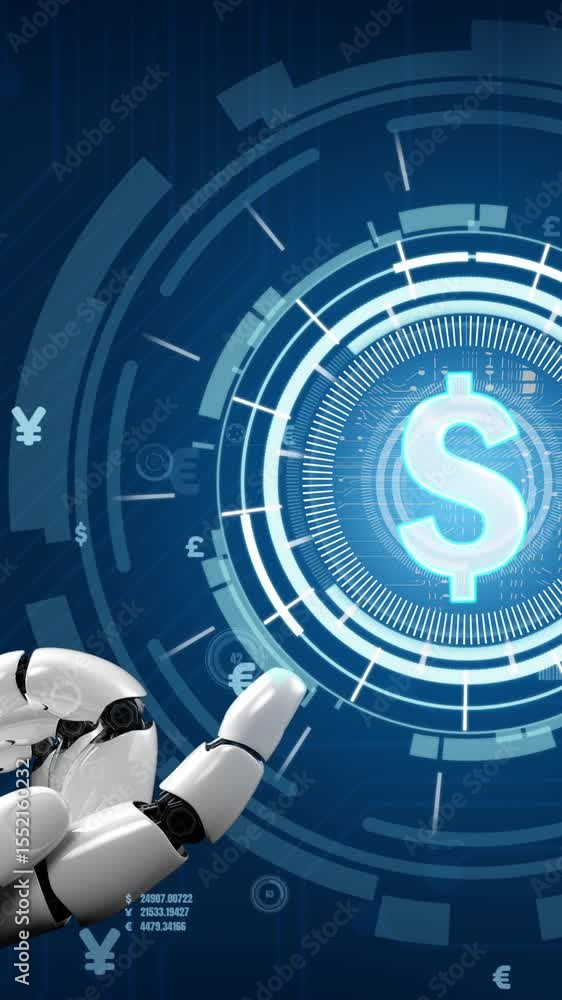 Poster futuristic robot artificial intelligence revolutionary ai technology development and machine learnin