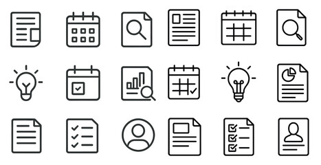 Business documents line icons set &ndash; outline, paper, office and productivity symbols