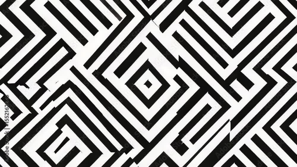 Poster a unique geometric design featuring squares in alternating black and white colors