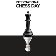 Fototapeta premium International Chess Day 20th June Black and White Colors KING and PAWN strategic, decision, leader, win, tower, object, isolated, design, checkmate, leadership, wooden, graphic, classic, check, ches