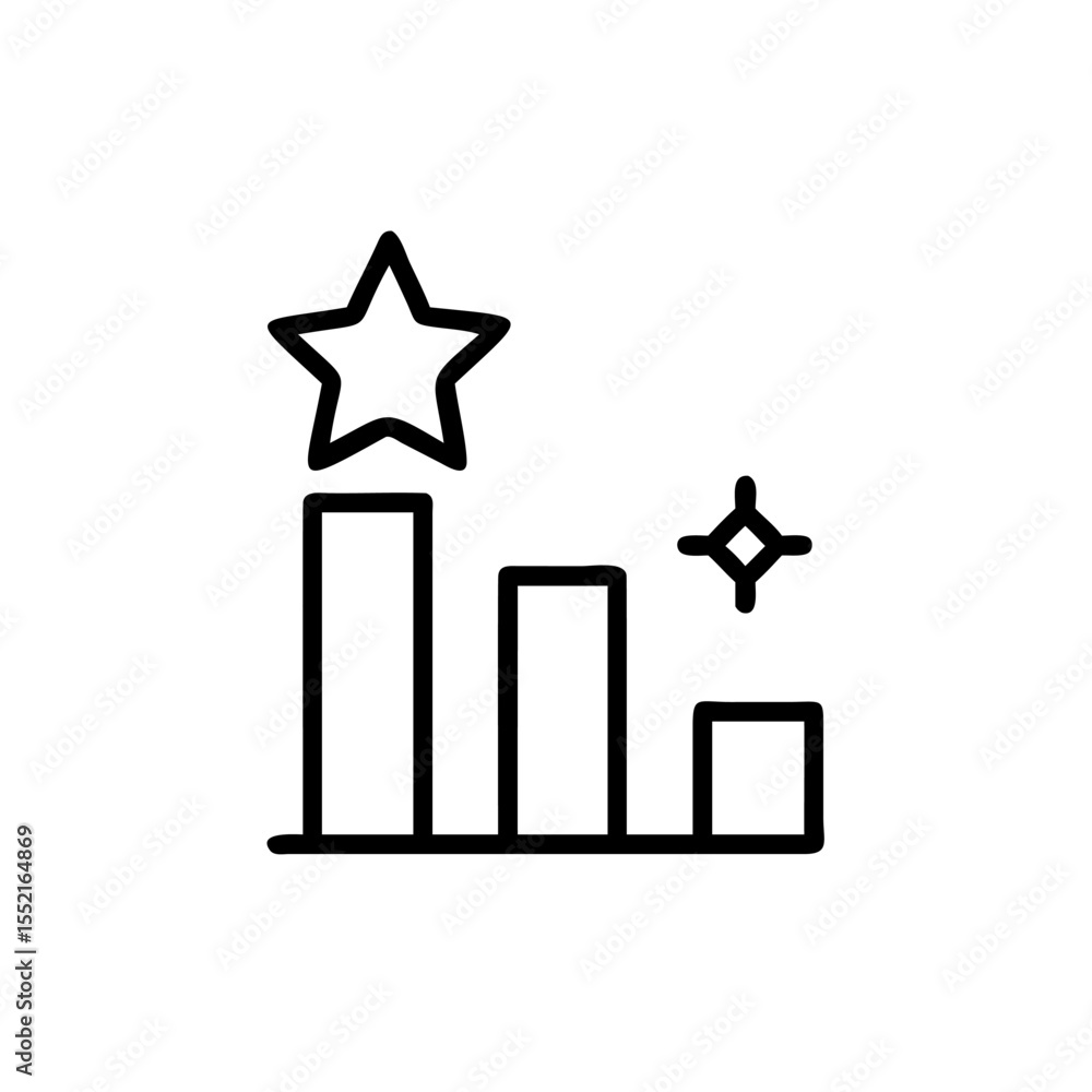 Aufkleber handdrawn line art data analysis graph chart star ranking success vector