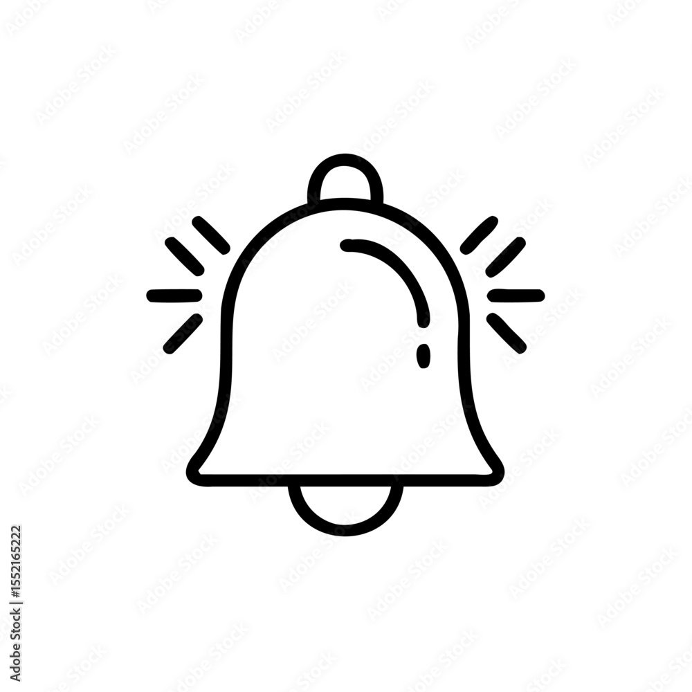 Poster handdrawn outline bell icon data analysis notification alert symbol vector