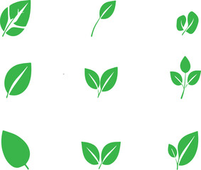 Green Leaf Icon Vector Set – Eco & Nature Symbols