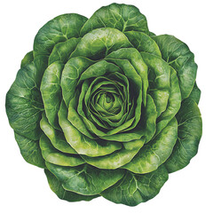 Obraz premium Close-up of vibrant green butter lettuce head on white or transparent png