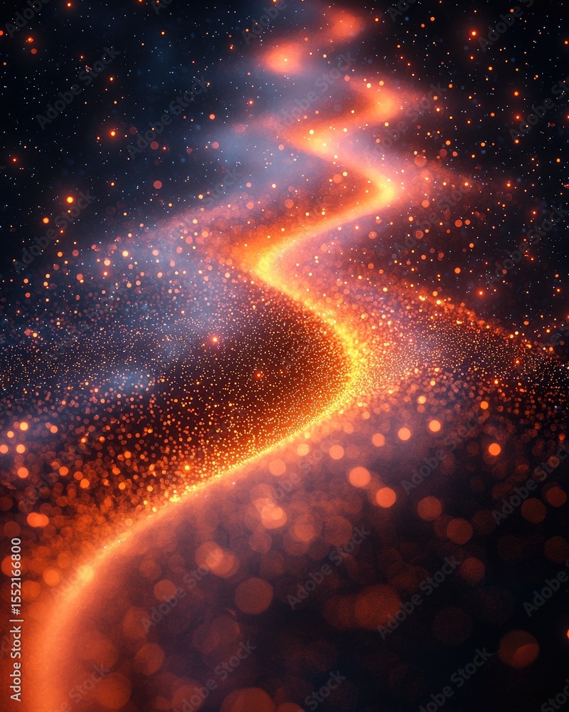 Poster glowing interconnected points on dynamic mesh