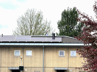 Solar panels on the house roof.