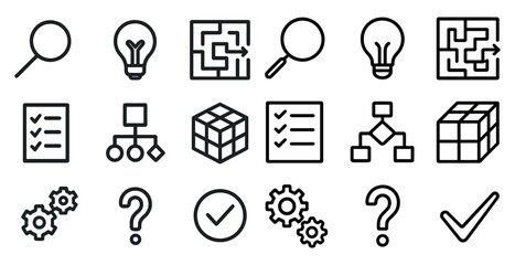 Naklejka premium Business and strategy line icons set – outline, linear, workflow and planning symbols