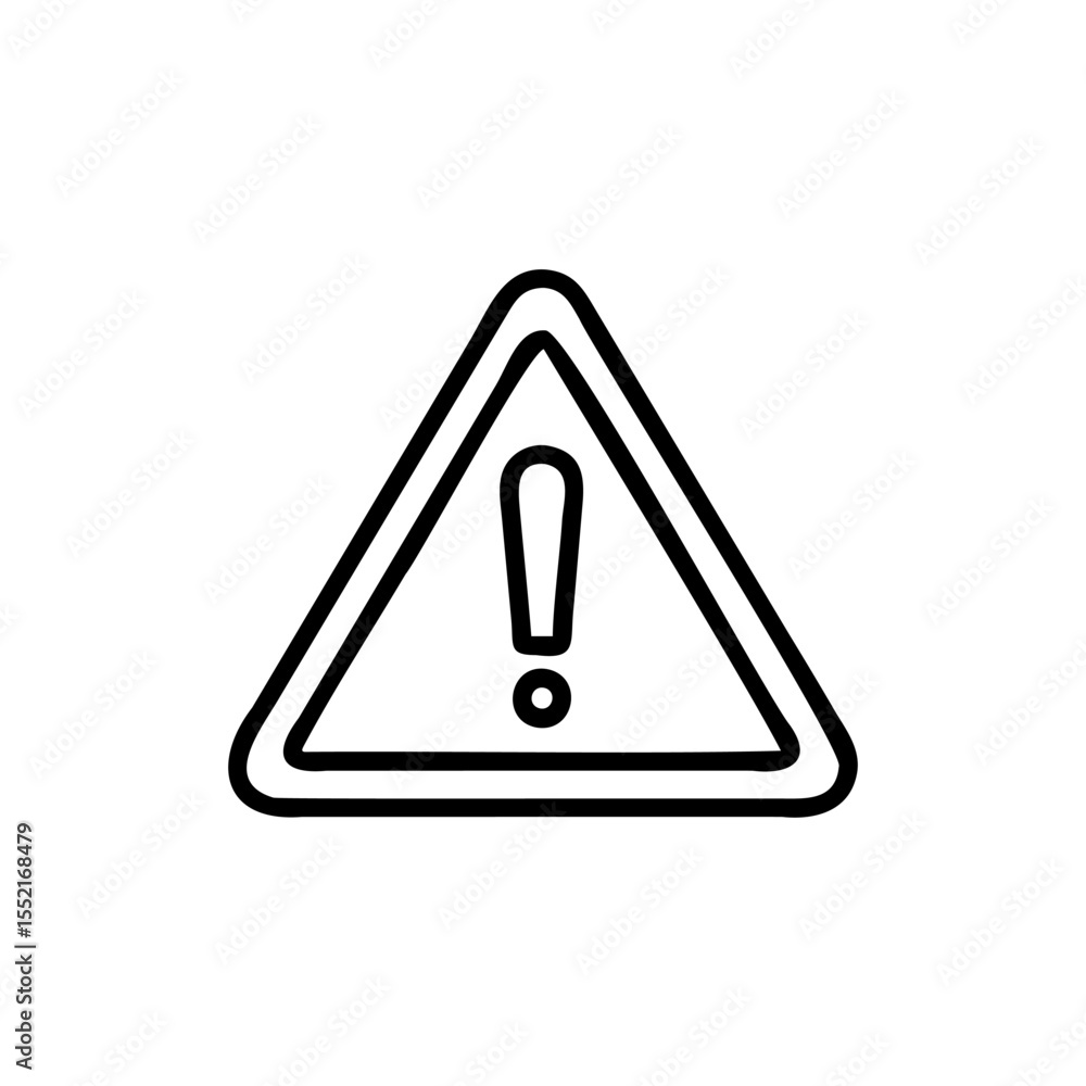 Poster handdrawn warning triangle exclamation mark icon emergency alert symbol vector
