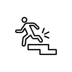Handdrawn Line Art Icon Person Tripping Falling Stairs Emergency Safety vector