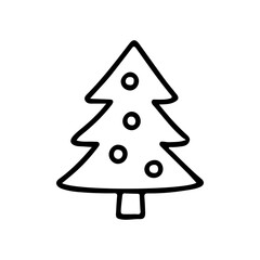 Minimalist Christmas tree vector illustration with hand-drawn style, perfect for holiday decorations, greeting cards, and festive designs. High-quality, versatile line art for seasonal creativity.