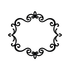 Black Vintage Ornamental Frame Swirls Flourishes Border Design