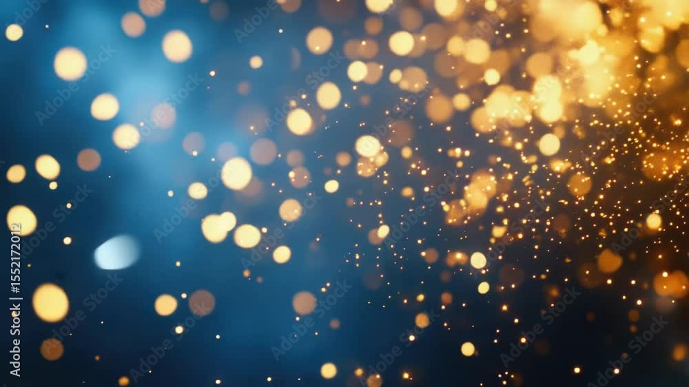 Poster Blurry image of a blue and gold background suitable for use in designs where a subtle, textured effect is desired