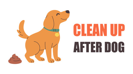 Clean up after your dog concept. Pet care, environmental awareness waste disposal. Vector illustration in flat style