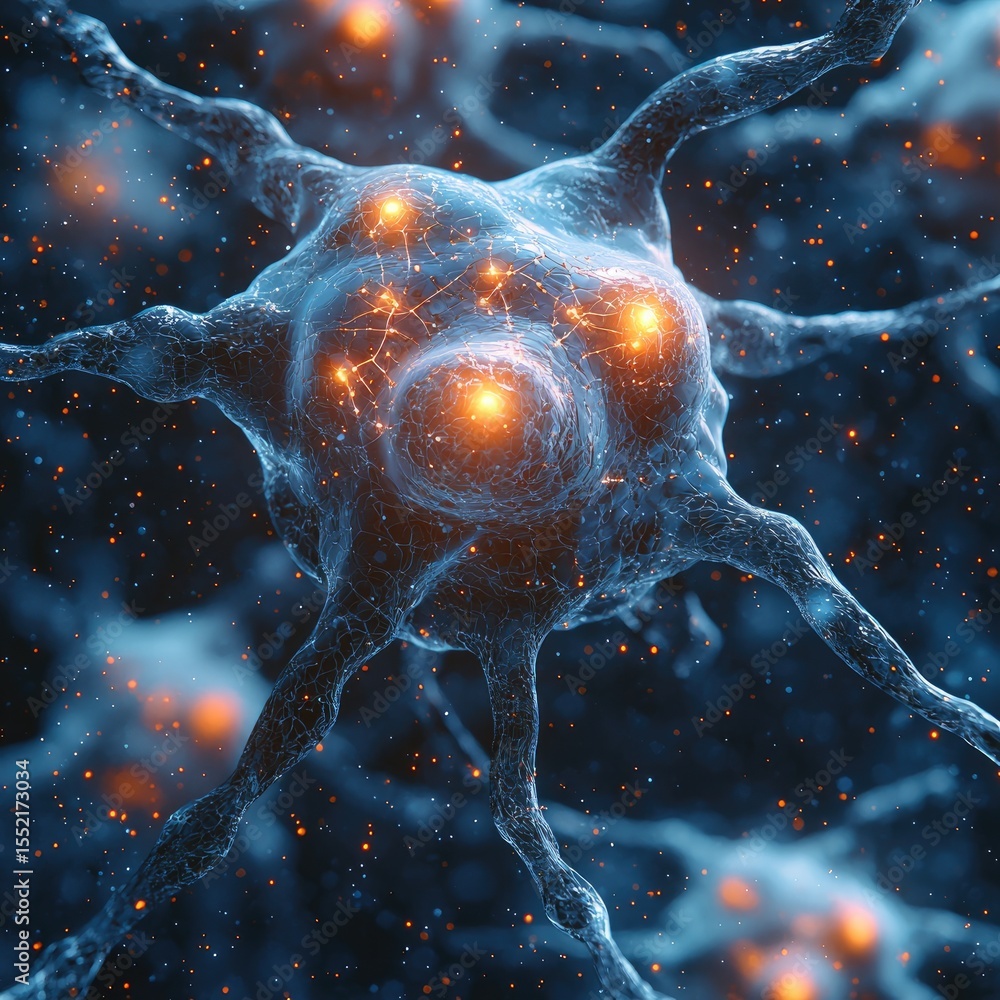 Poster glowing neural pathways abstract network visualization