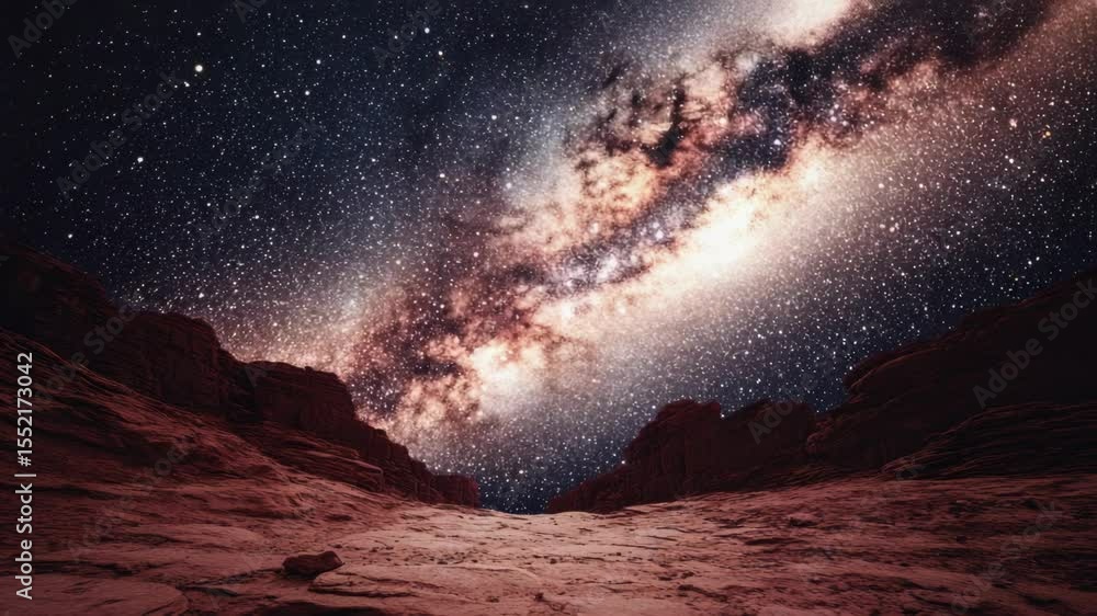 Poster a clear night sky with the milky way visible over a vast desert landscape, ideal for use in space-th