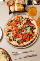 Colorfull pizzas on a table
