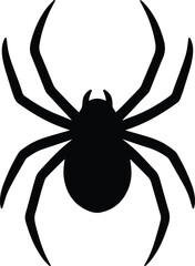Silhouette spider black creepy arachnid Halloween symbol Vector Illustration