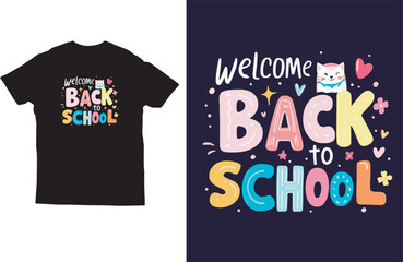 First Day of School Kids T‑Shirt with Cartoon Cat & Fun Lettering