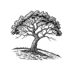 Eco-Tech Hybrid Tree Logo Sketch Trunk meets Neural Circuit Canopy in Mixed Medi.