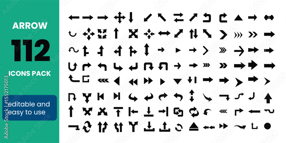 Poster huge set of line arrows. arrow and cursor vector collection. big set of vector flat arrows. editable