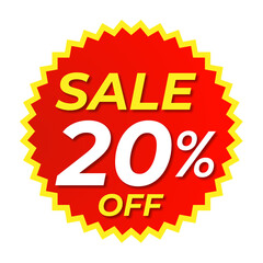Sale 20% Off, Red Promo Badge, Editable Design png