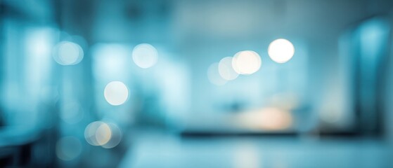 The abstract blurred background with soft blue tones and gentle light reflections.