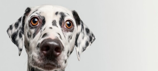 The Charming Dalmatian with Playful Expression Against a Simple Background