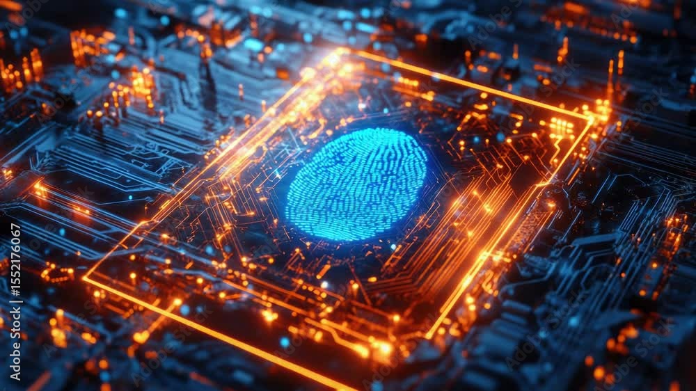 Poster A close-up view of a fingerprint on the surface of a circuit board