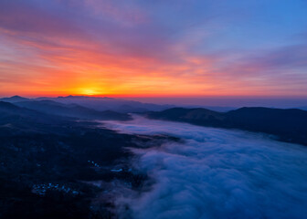 Japanese mountains before sunrise 