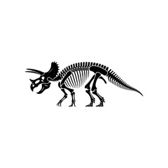 Ancient Triceratops: A striking monochrome illustration showcases the intricate skeleton of a Triceratops, a prehistoric giant.  © bddesigner15