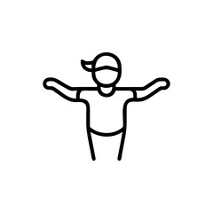 Handdrawn Line Art Fitness Person Arms Outward Simple Icon vector