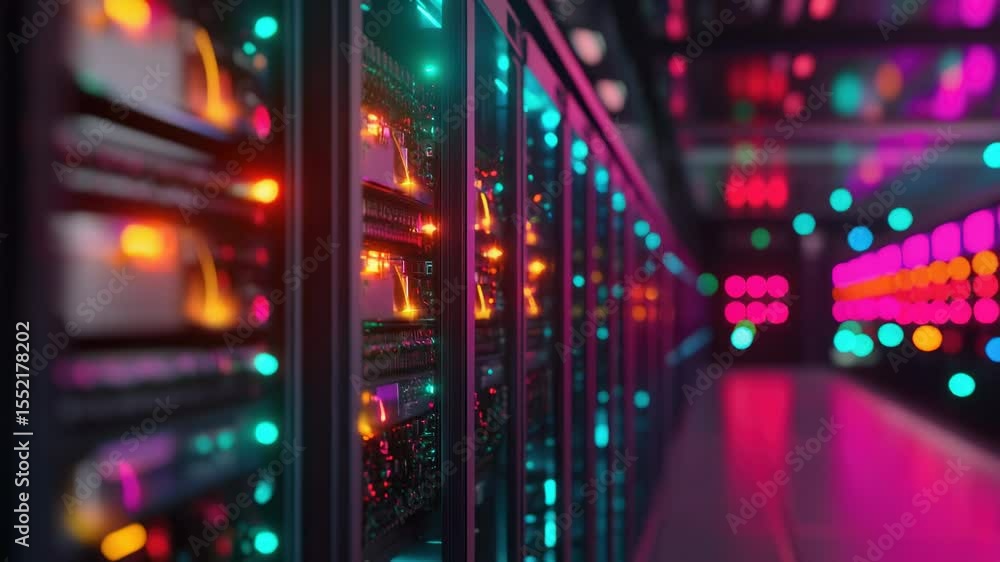 Aufkleber Row of servers in a modern data center facility, providing efficient and reliable computing resources