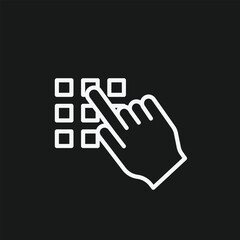 Enter PIN Code Icon with Hand Pressing Button on Keypad for ATM Security, Password Authentication, and Device Access