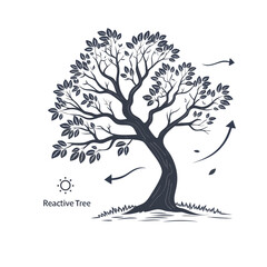 Reactive Tree Illustration Branch Glow & Swell Effects for Apps.