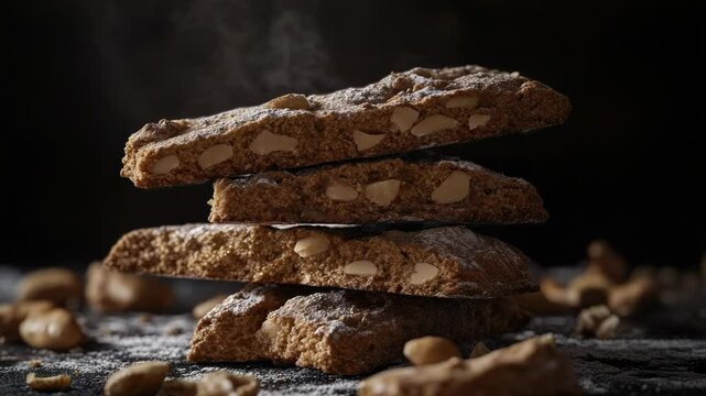 A stack of cookies sitting on a table, perfect for snacking or serving at parties