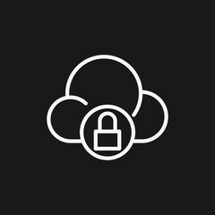 Cloud Security Icon with Padlock Symbol for Secure Data Storage, Encrypted Network Privacy, and Private Server Access