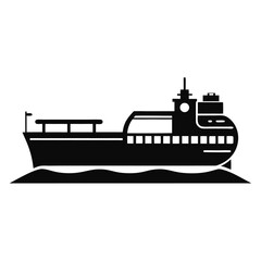 Fototapeta premium Silhouette of a Modern Cargo Ship Floating on the Water Waves, Logistics Icon