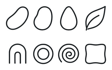 Organic shape icons set &ndash; outline, abstract and minimalist design elements