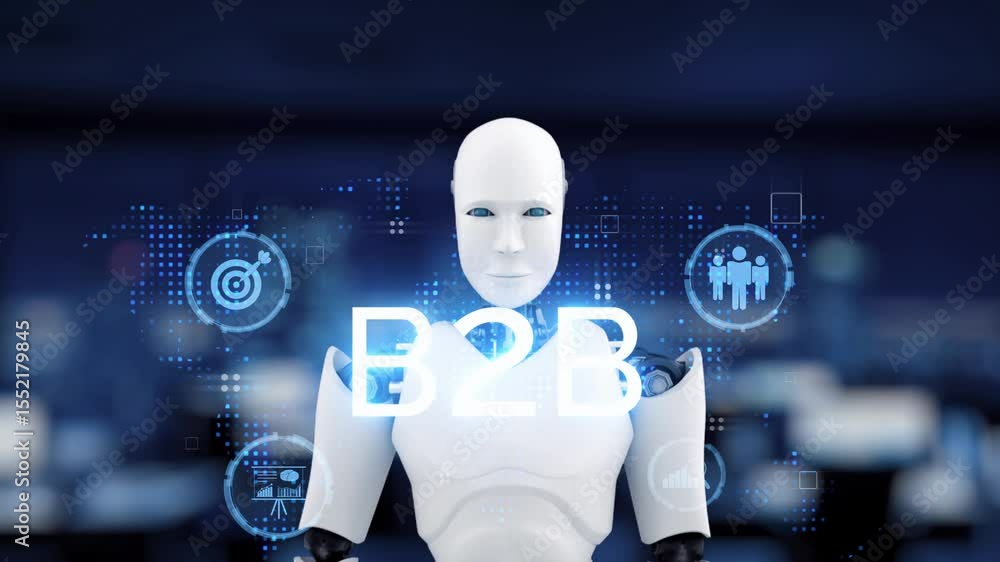 Poster ai-driven b2b strategy revolutionizing business operations through intelligent automation, real-time